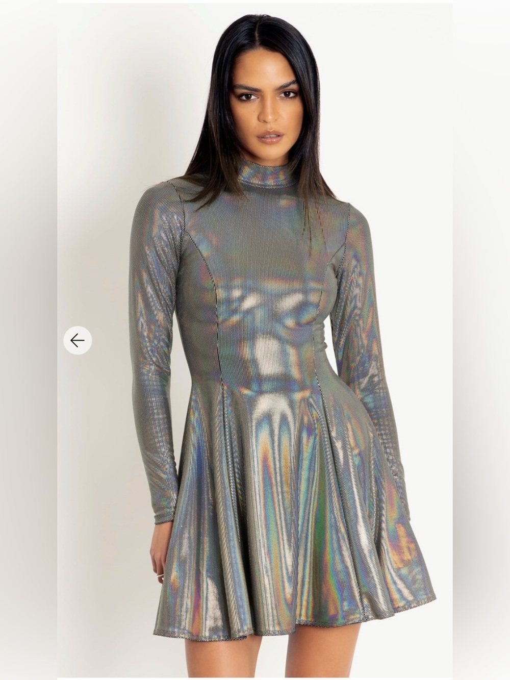 BlackMilk Holo Dot Long Sleeve Evil Mini Skater Dress